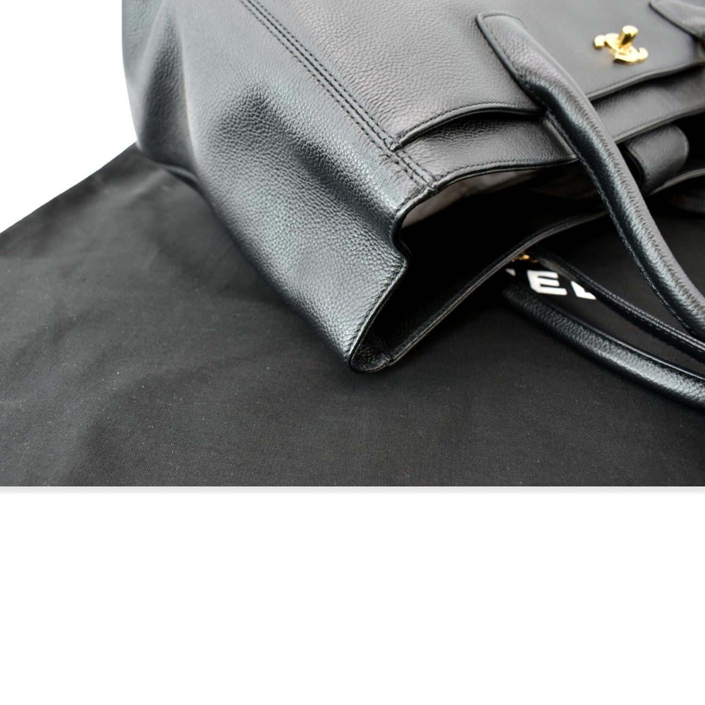 CHANEL Cerf Executive Leather Shopper Tote Bag Black