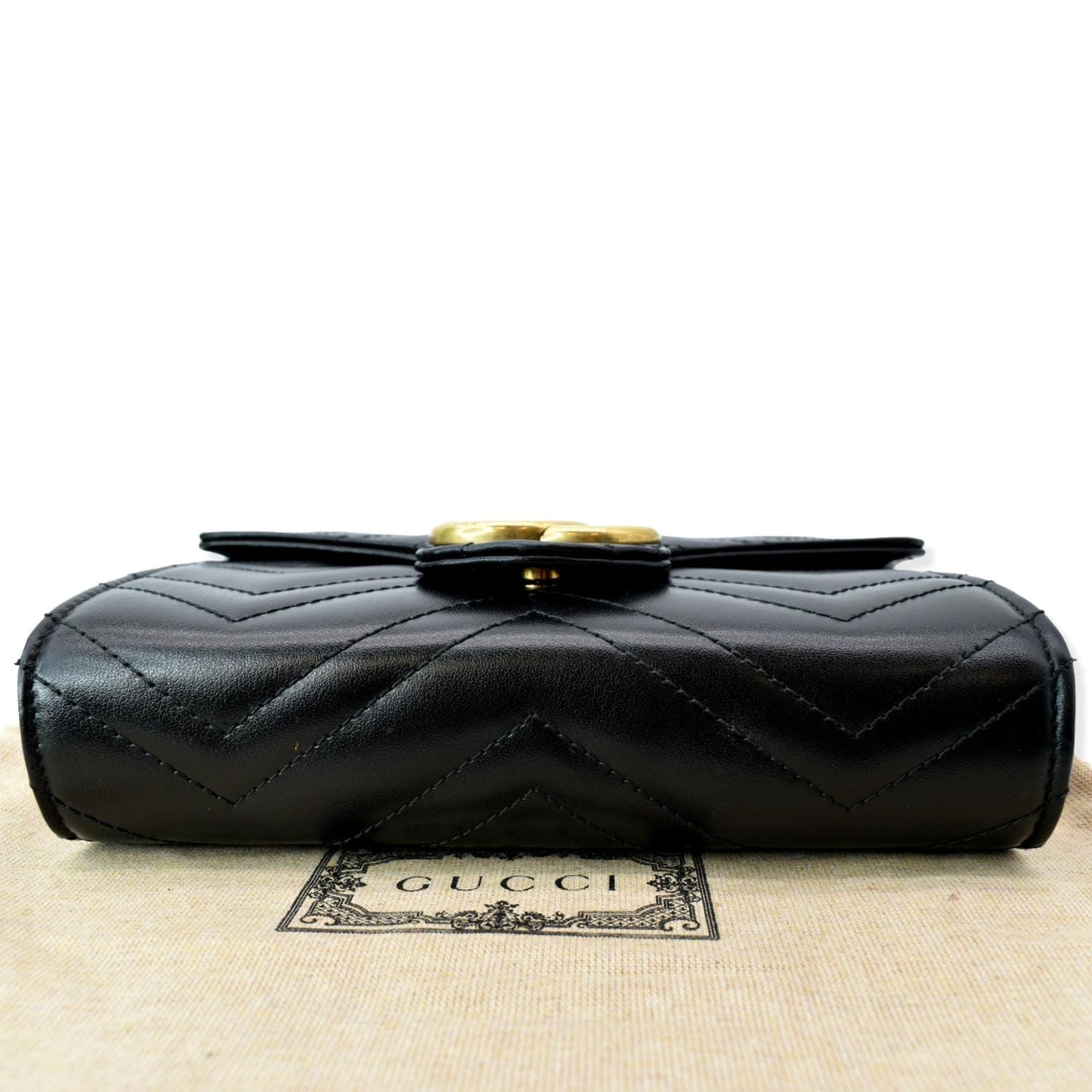 GUCCI GG Marmont Mini Matelasse Leather Crossbody Bag Black 474575