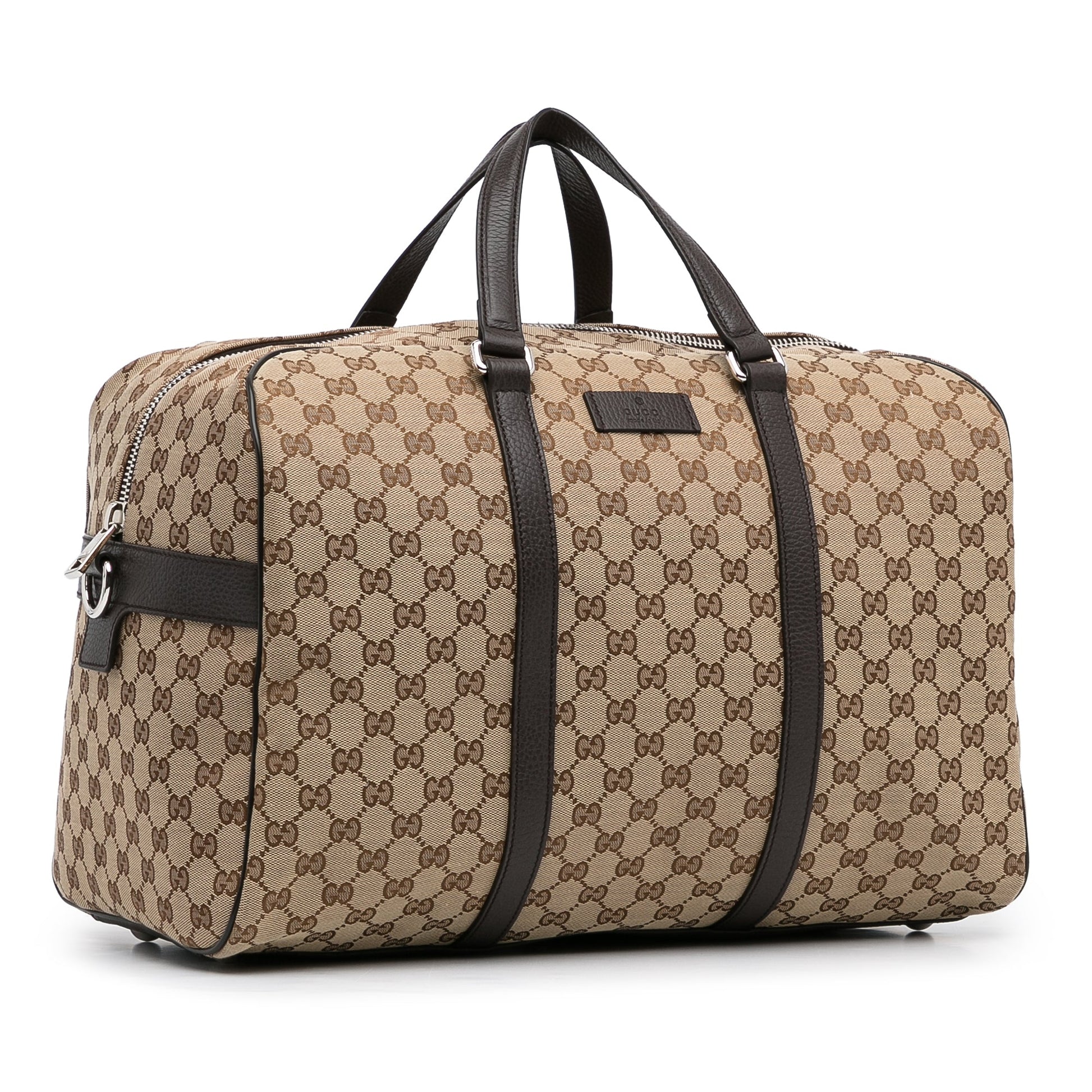 Gucci Brown Leather Canvas Shoulder Bag Style 5