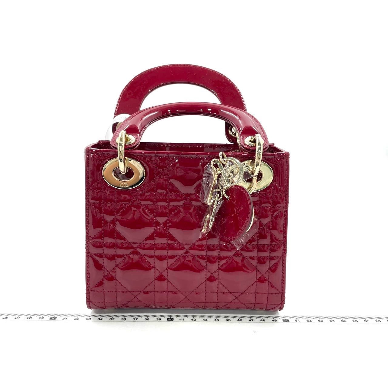 Lady Dior Mini Handbag Burgundy Red Patent Leather Gold-tone Chain Strap 2020 Suede Interior