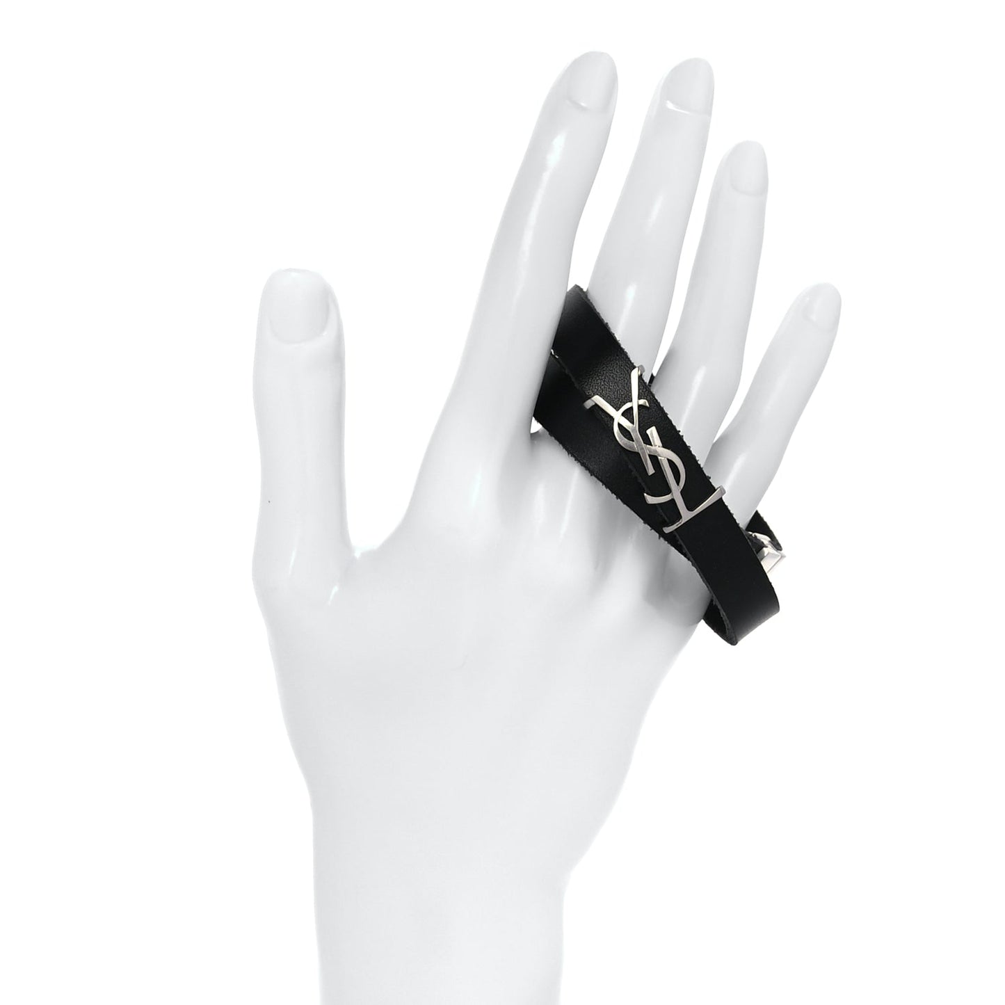 Saint Laurent Calfskin Opyum Double Wrap Bracele Black