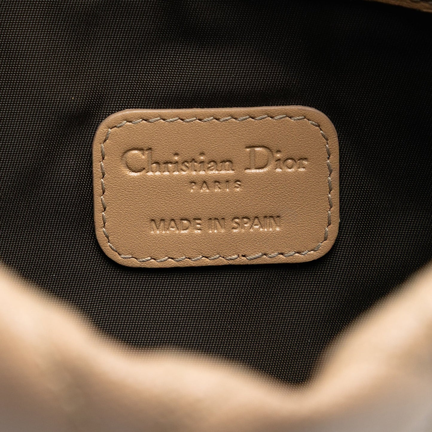 Beige Dior Coated Canvas Cannage Lady Dior Panarea Clutch