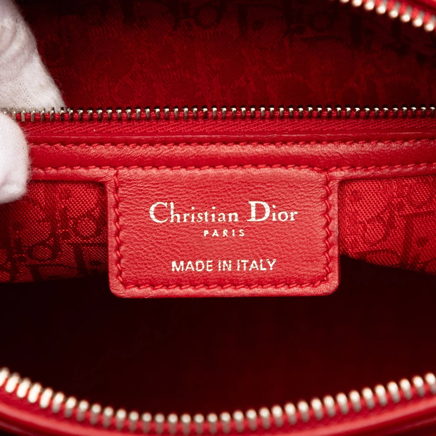 Red Dior Large Lambskin Cannage Lady Dior Satchel