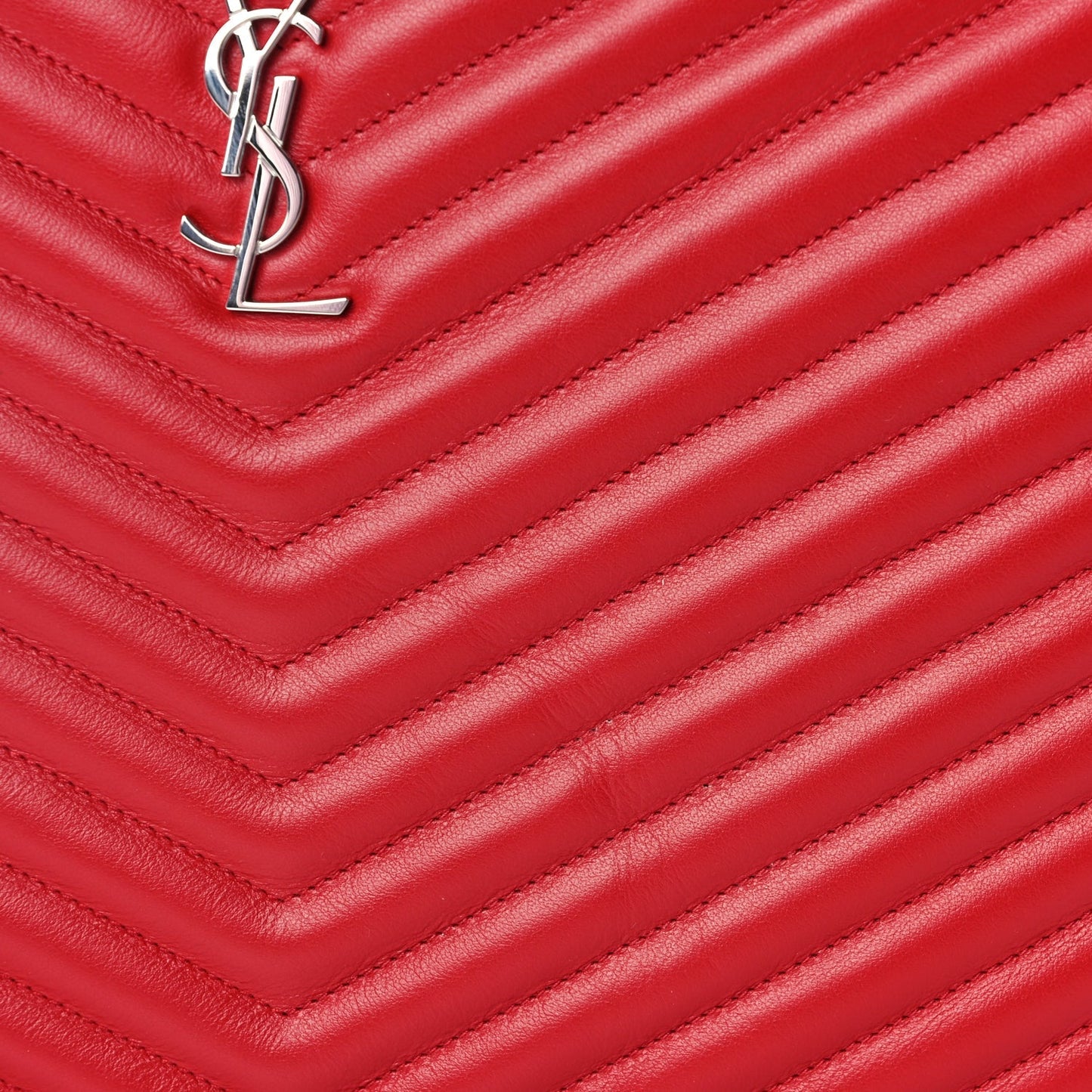 Saint Laurent Calfskin Matelasse Chevron Monogram Document Holder Rouge Eros