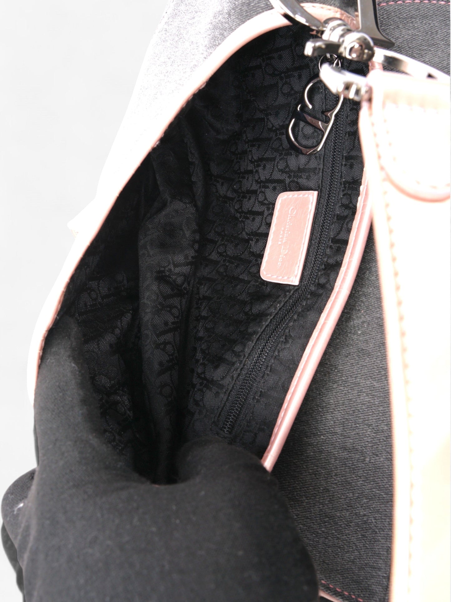 Christian Dior Saddle Bag Grey / Light Pink Denim