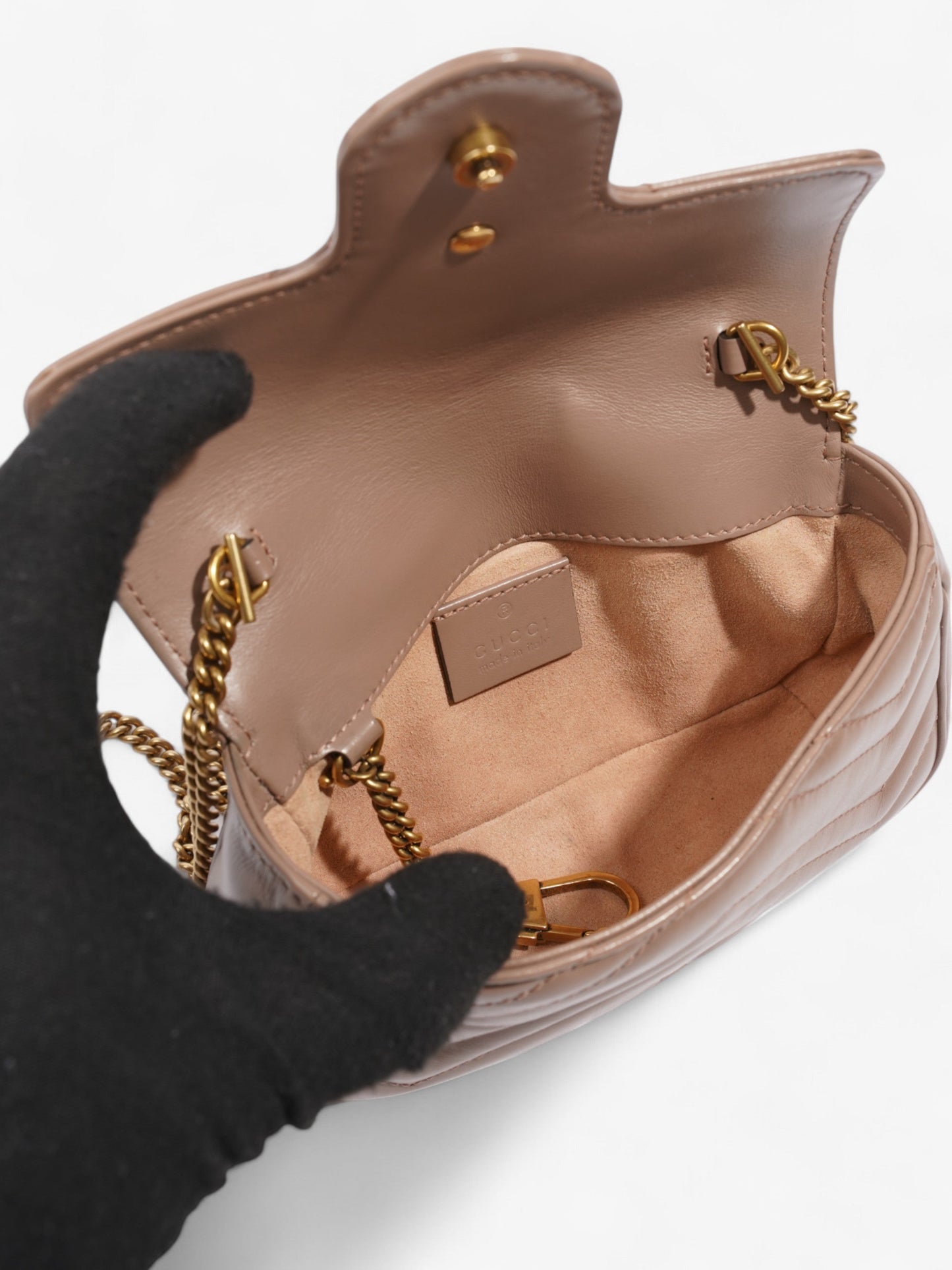 Gucci GG Marmont Rose Beige  Matelasse Leather Super Mini