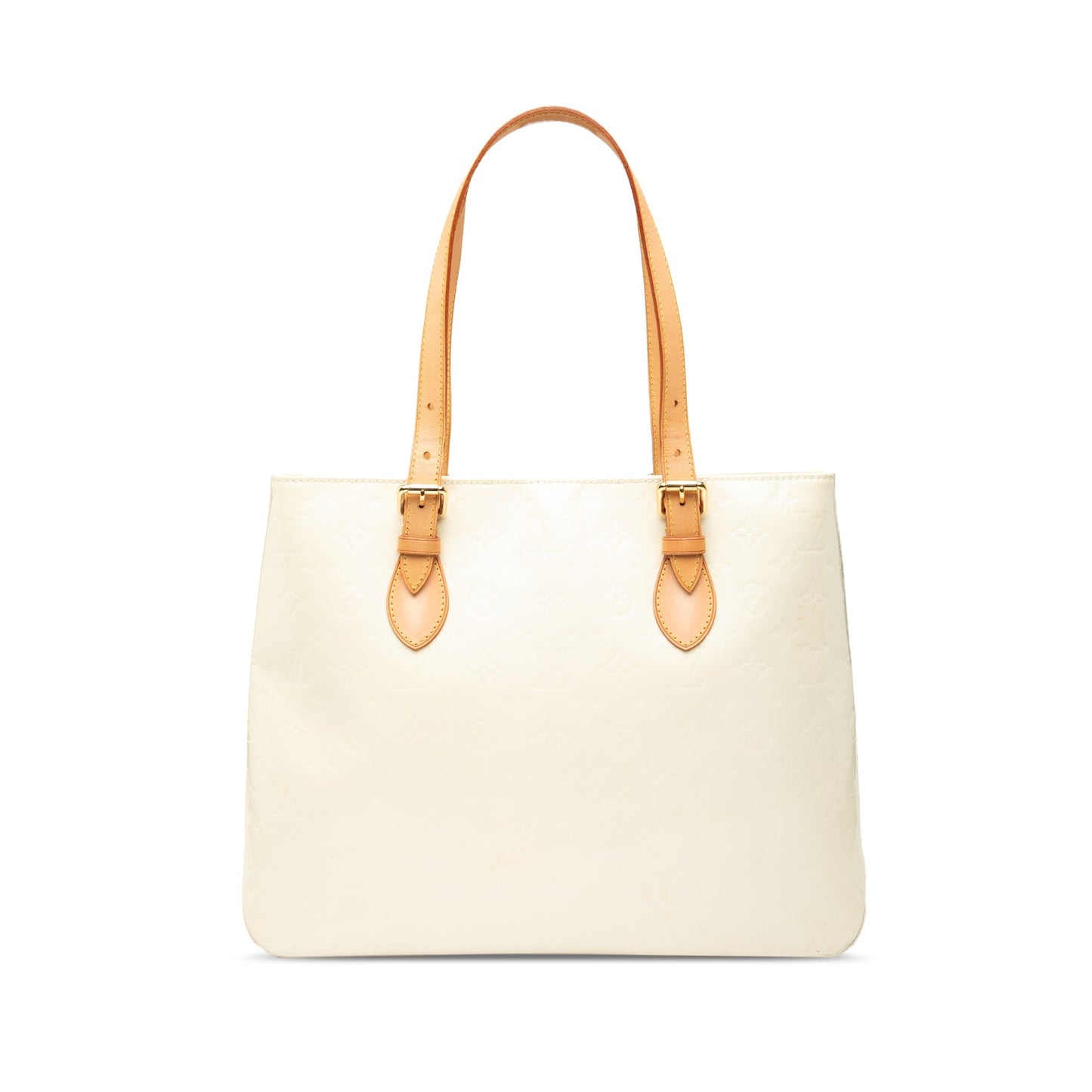 White Louis Vuitton Monogram Vernis Brentwood Tote Bag
