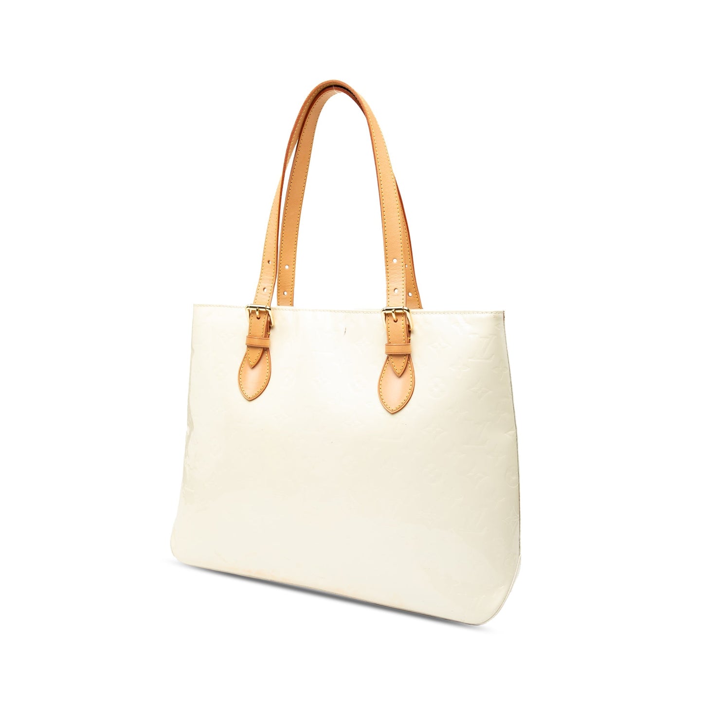 White Louis Vuitton Monogram Vernis Brentwood Tote Bag