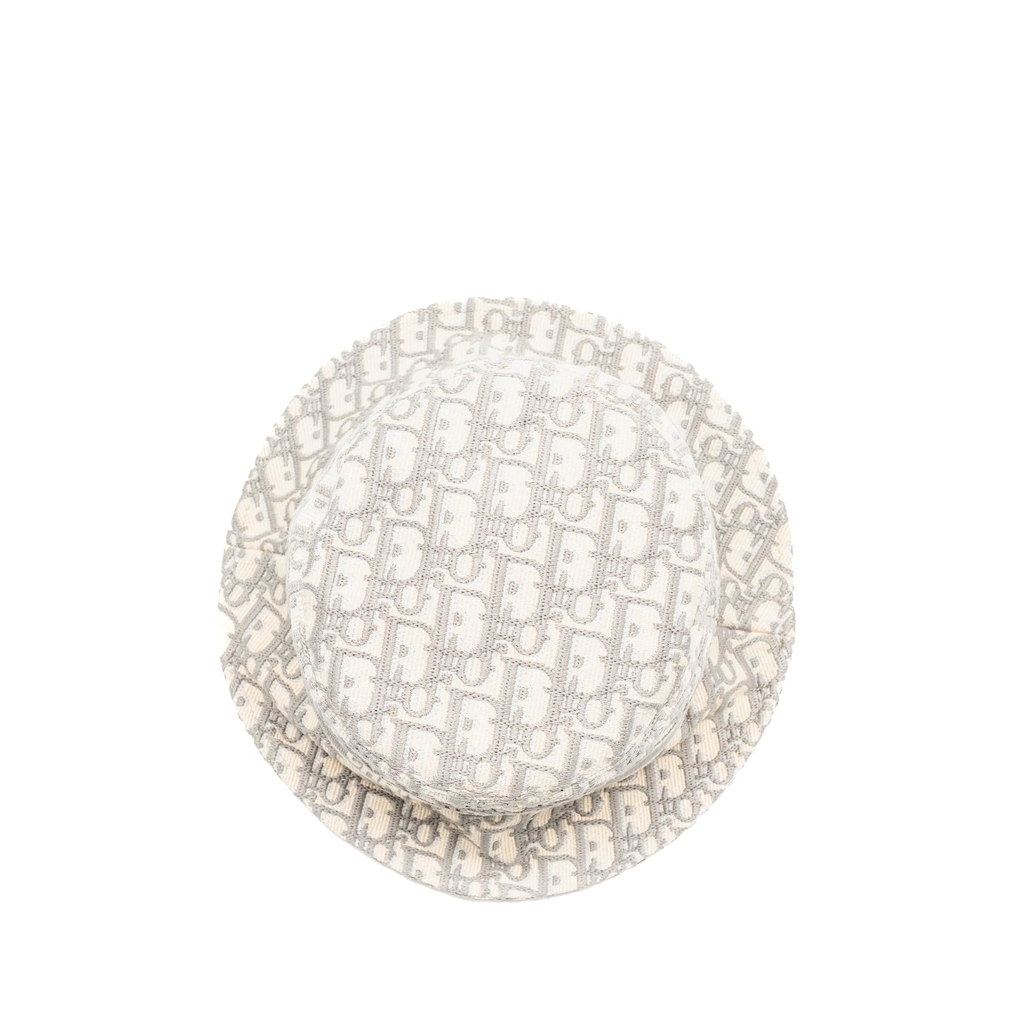 Dior Size 58 Oblique Small Brim Bucket Hat Cotton White/Gray
