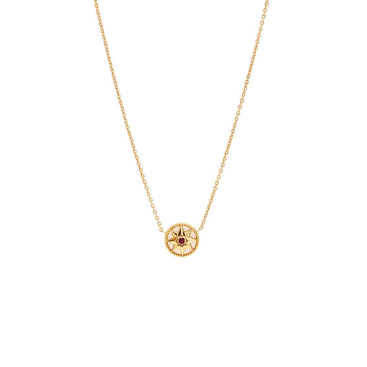 Dior Rose Des Vents Necklace Mother of Pearl/Ruby Rose Gold