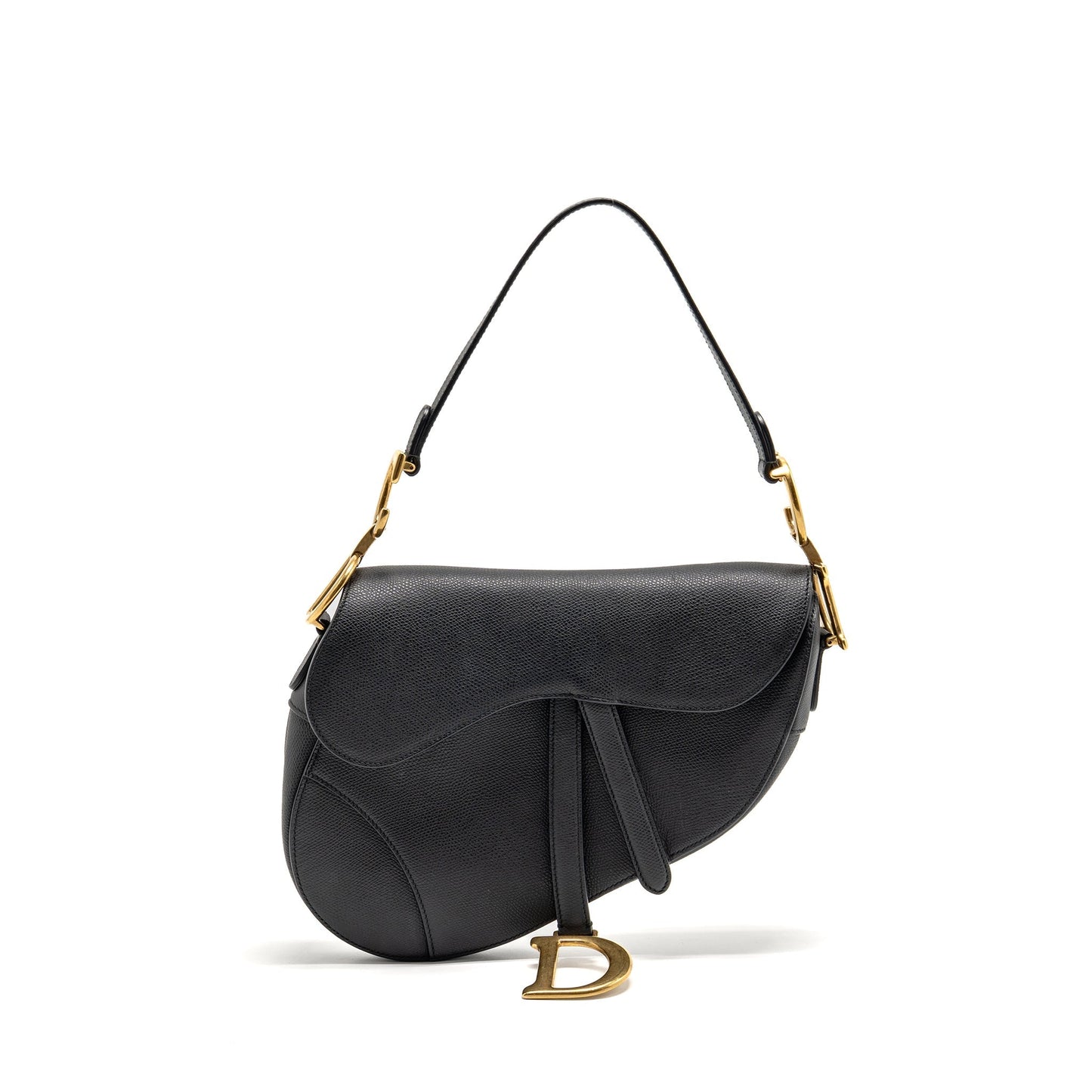 Dior Medium Saddle Purse Calfskin Black