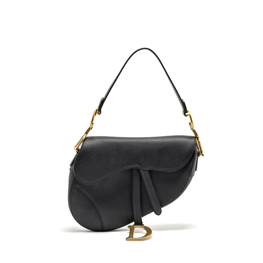 Dior Medium Saddle Purse Calfskin Black