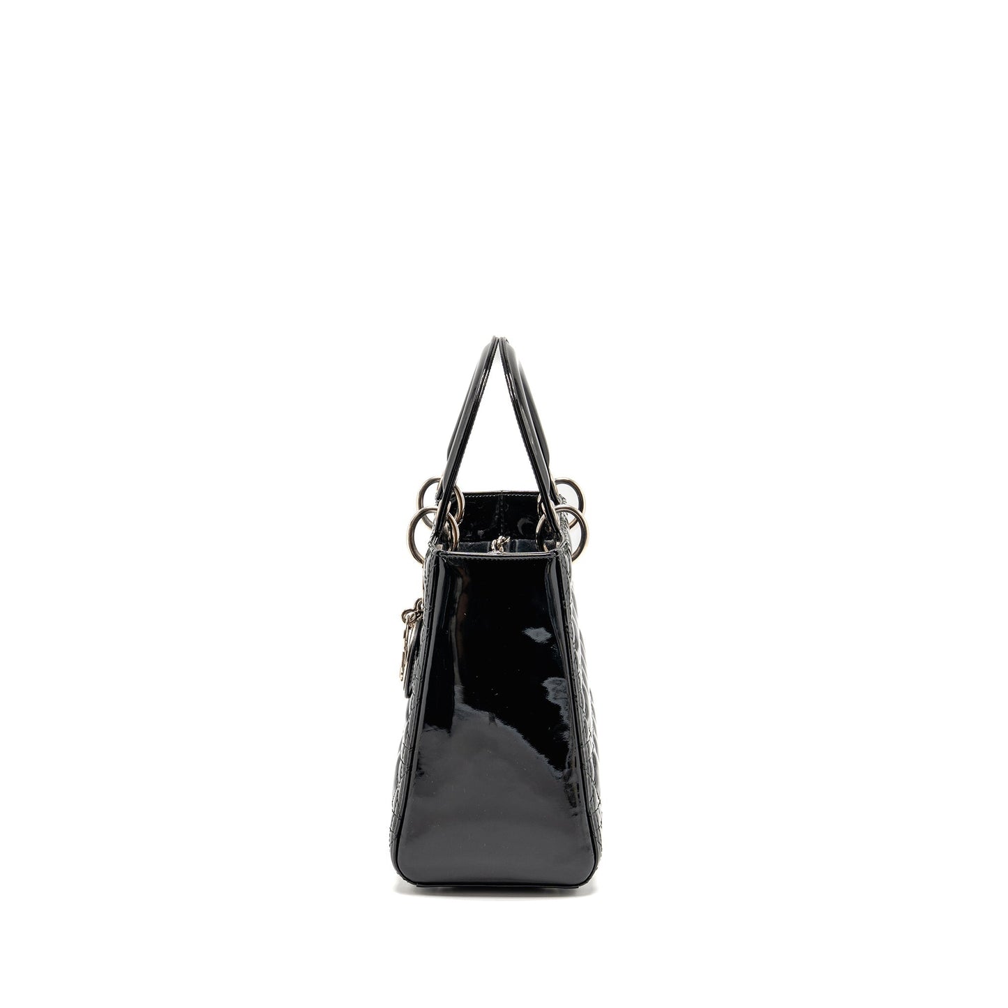 Medium Lady Dior Patent Leather Black