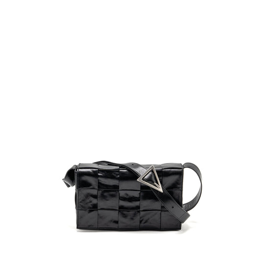 Bottega Veneta Cassette Messenger Purse Calfskin Black