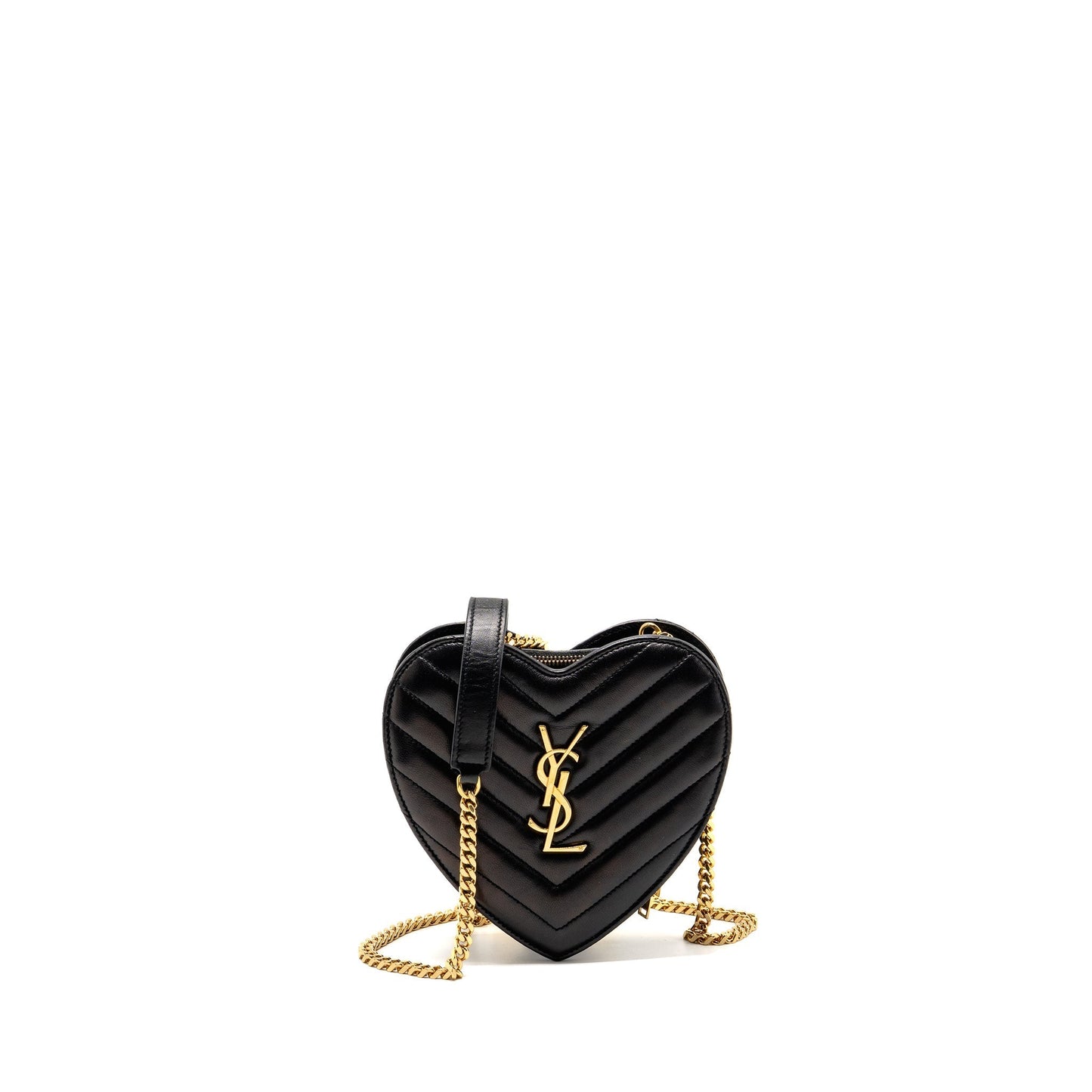 Saint Laurent/ Love Heart Chain Purse Lambskin Black