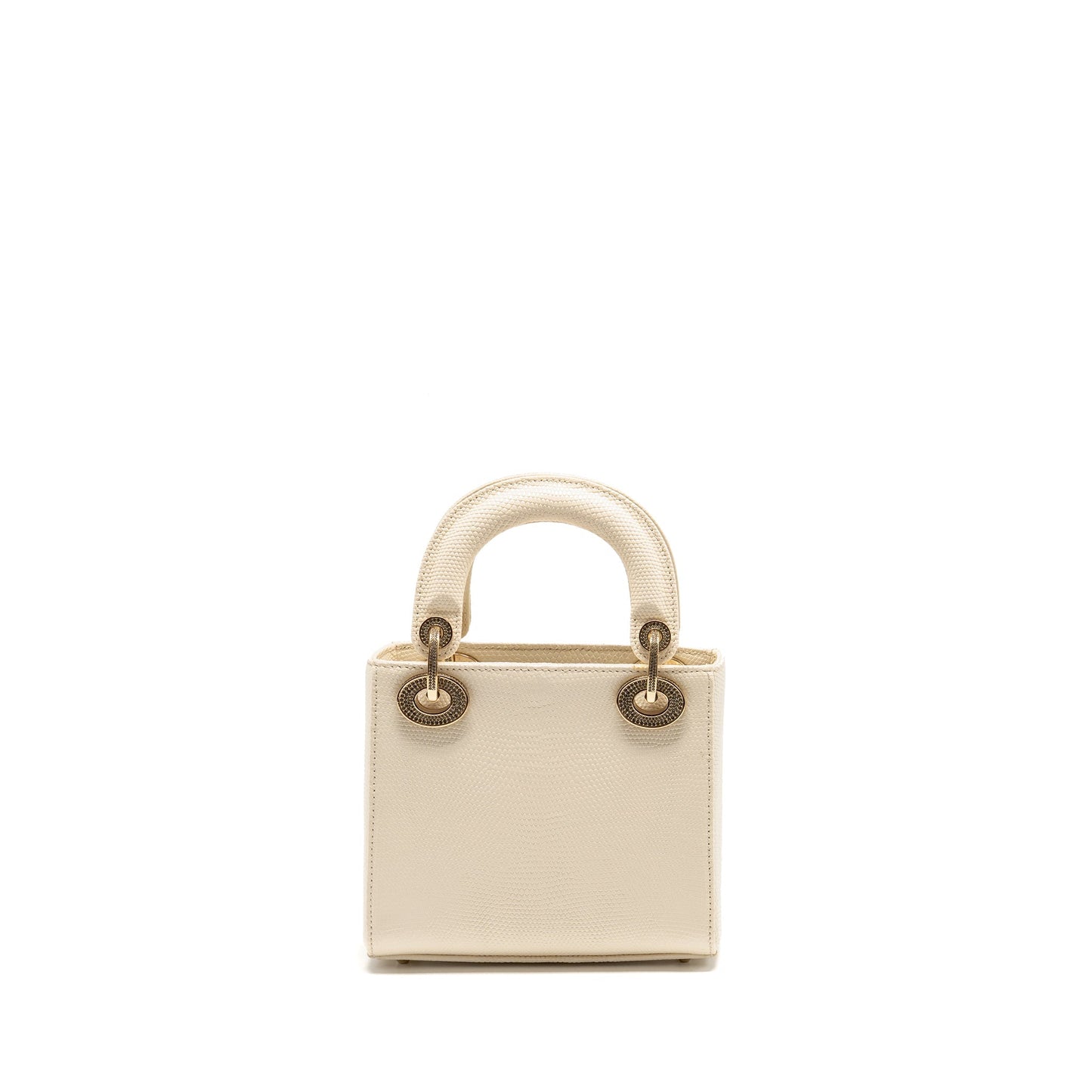 Dior Mini Lady Dior Lizard with Crystal White