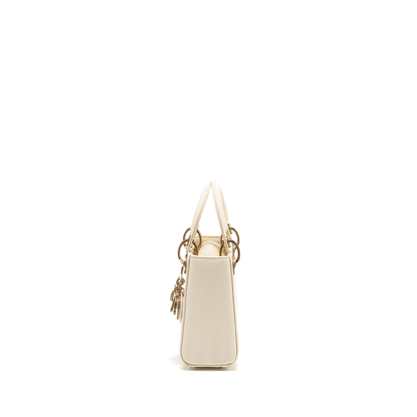 Dior Mini Lady Dior Lizard with Crystal White