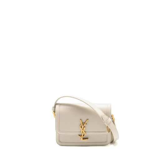 Saint Laurent Small SOlferino Satchel Crossbody Purse Calfskin White