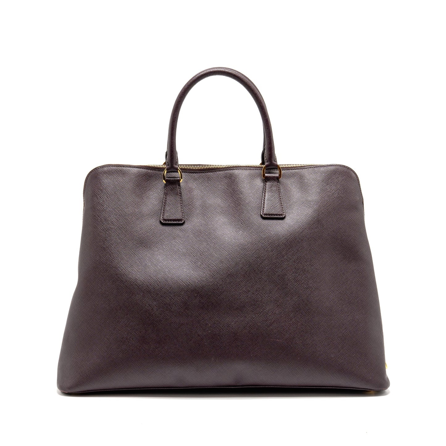Prada Saffiano Vernice Promenade Large Dome Tote Purse Leather Mogano