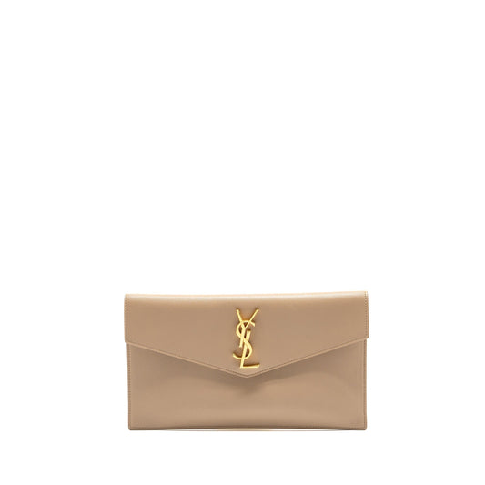 Saint laurent Uptown clutch grained calfskin beige