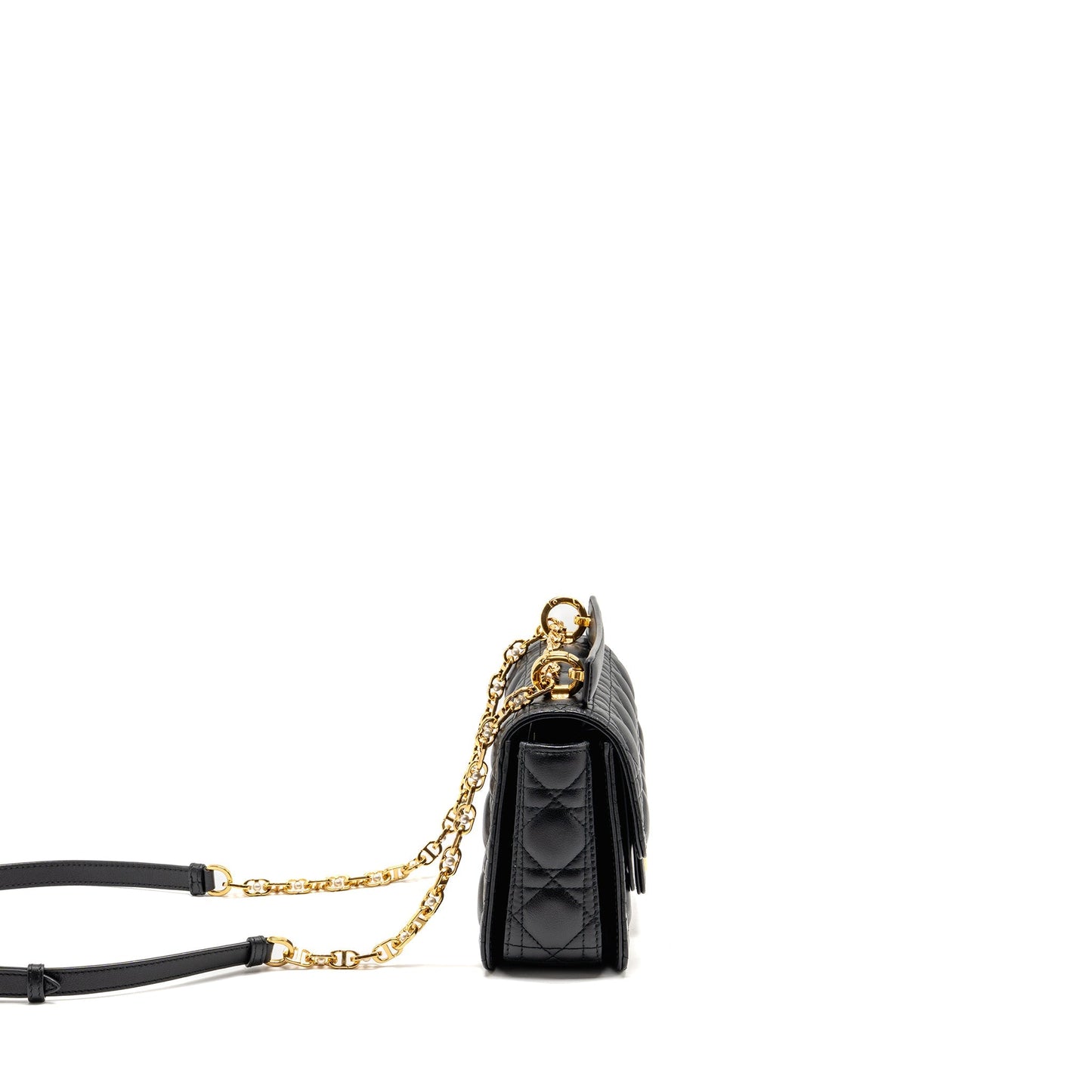 Small Dior Jolie Top Handle Purse Cannage Calfskin Black