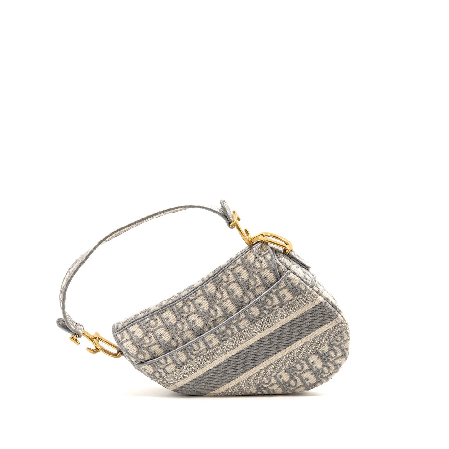 Dior Medium Saddle Purse Dior Oblique Embroidery Light Grey