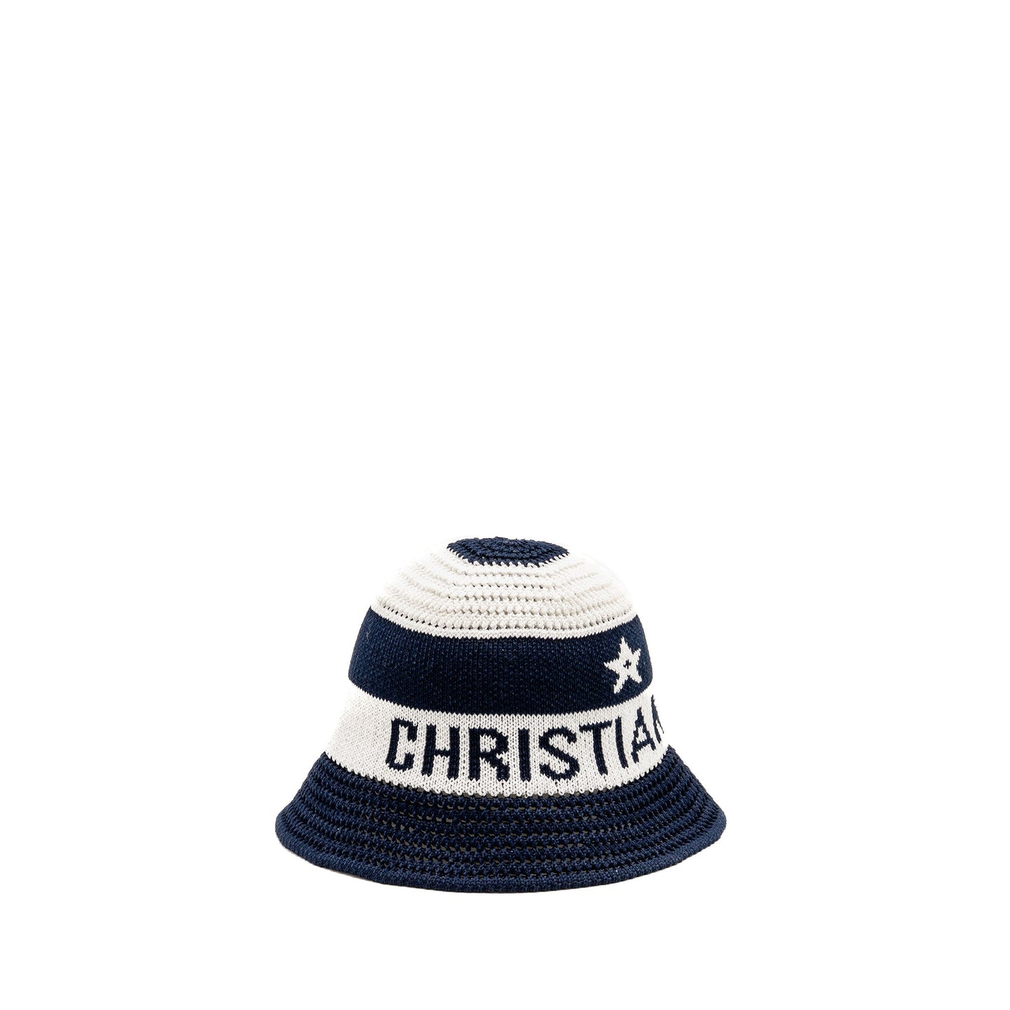 Dior Size S D-Tulipe Cloche Cotton Knit Blend Blue/White