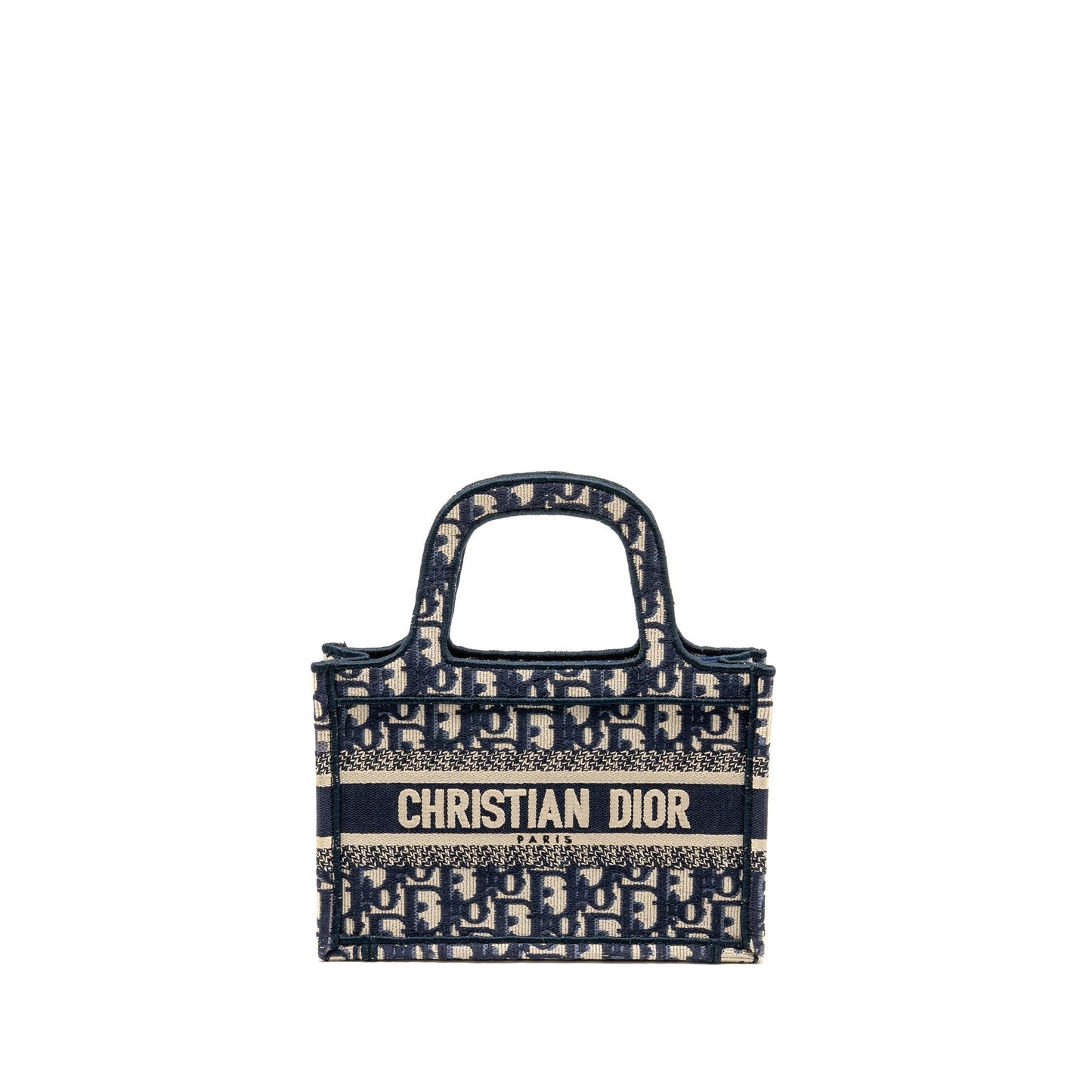 Dior Mini Book Tote Purse Blue Oblique Embriodery