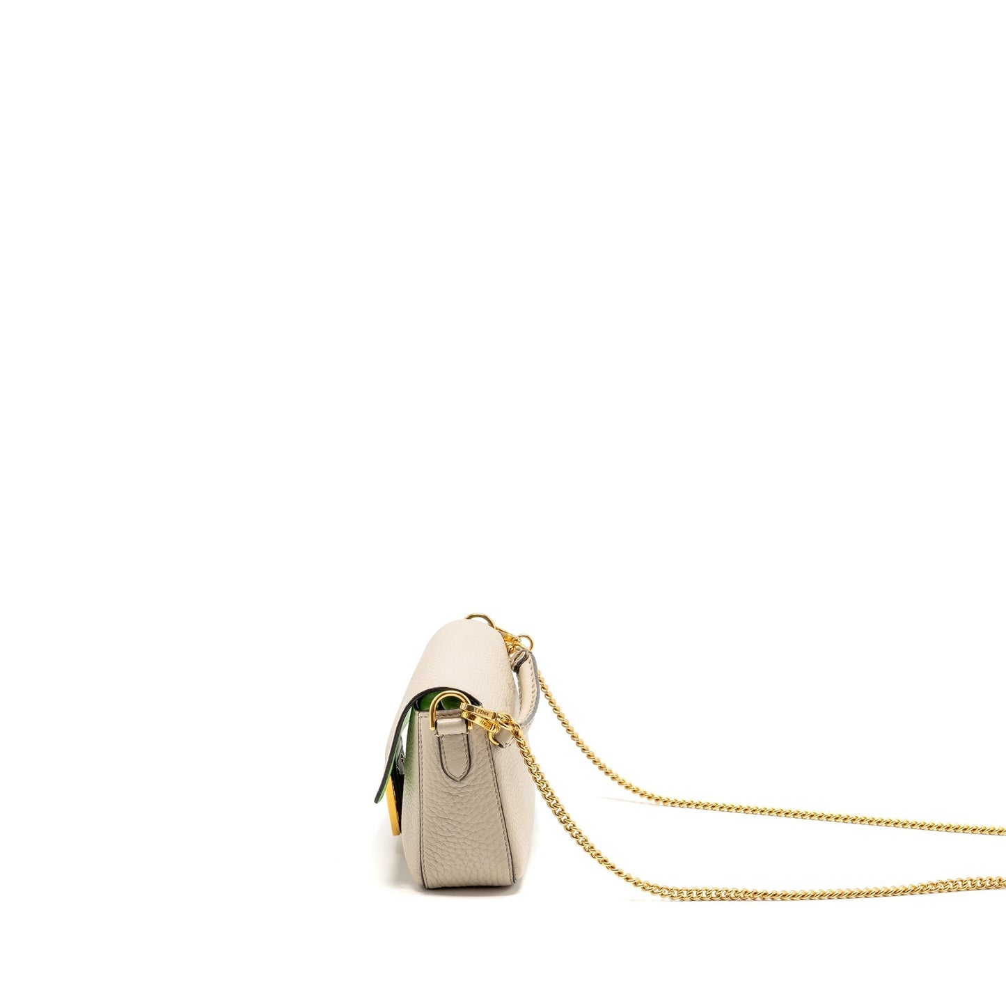 Fendi Mini Baguette Purse Calfskin Light Beige/Green