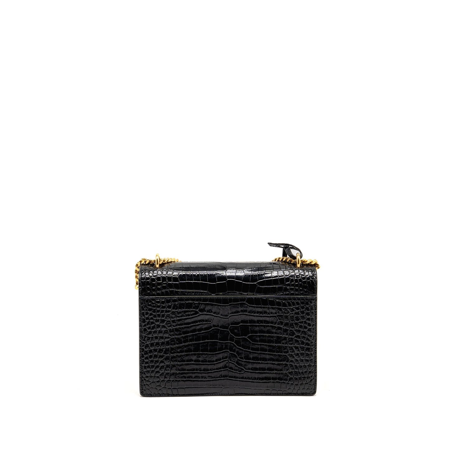 Saint Laurent/ Sunset Medium Crocodile-Embossed Calfskin Black