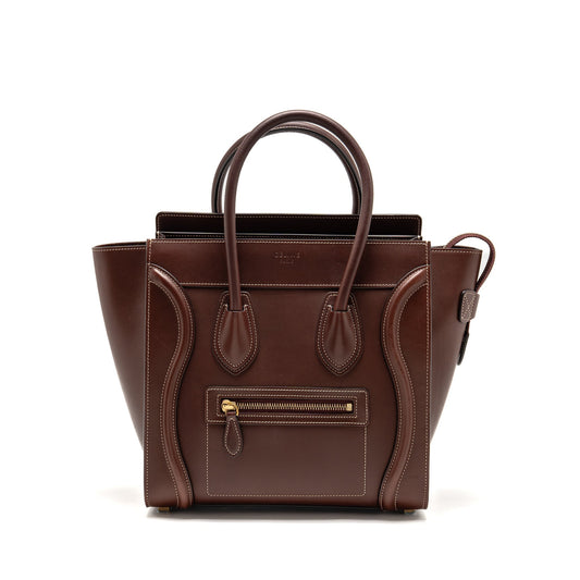 Celine Micro Luggage Purse Calfskin Burgundy