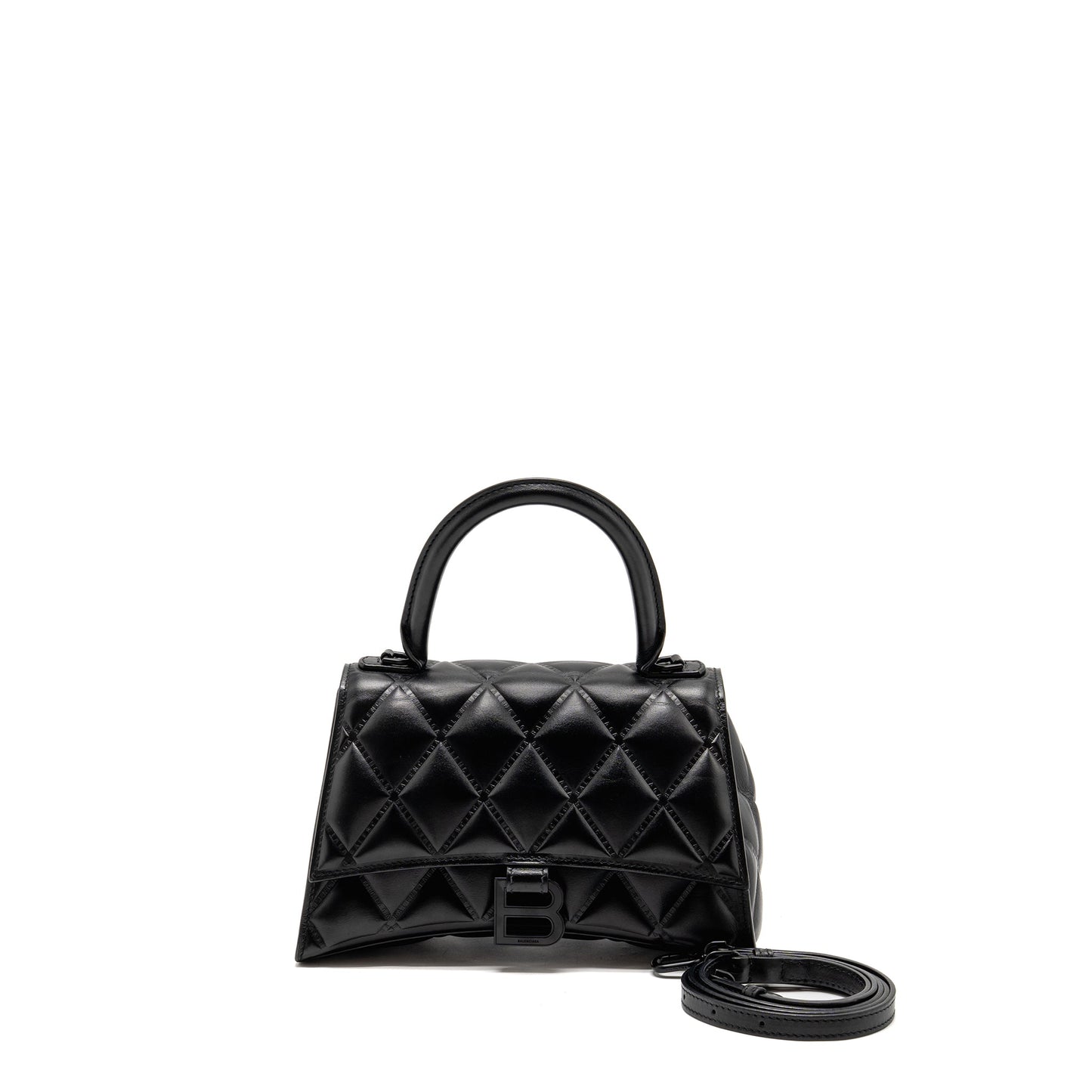 Balenciaga Small Hourglass Purse Quilted Calfskin So Black