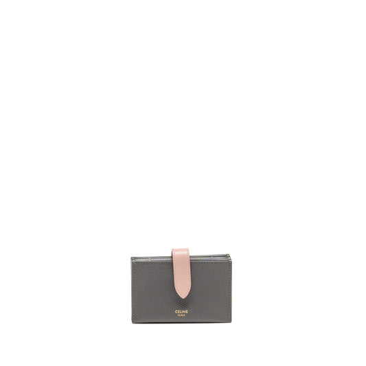 Celine Accordeon Card Holder Calfskin Pink/Grey