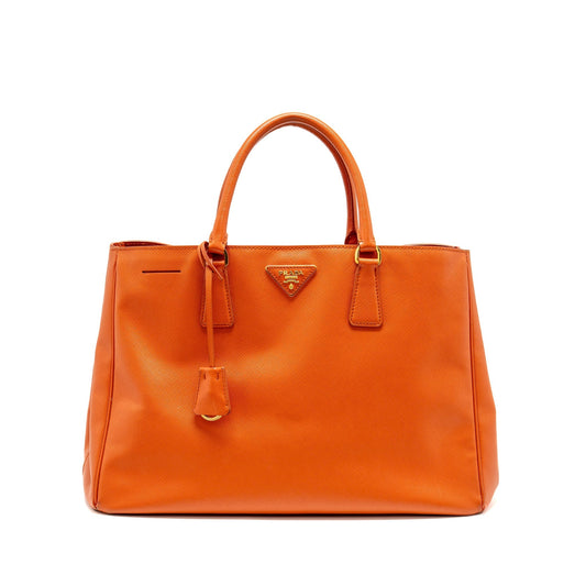 Prada Large Saffiano Tote Purse Leather Orange