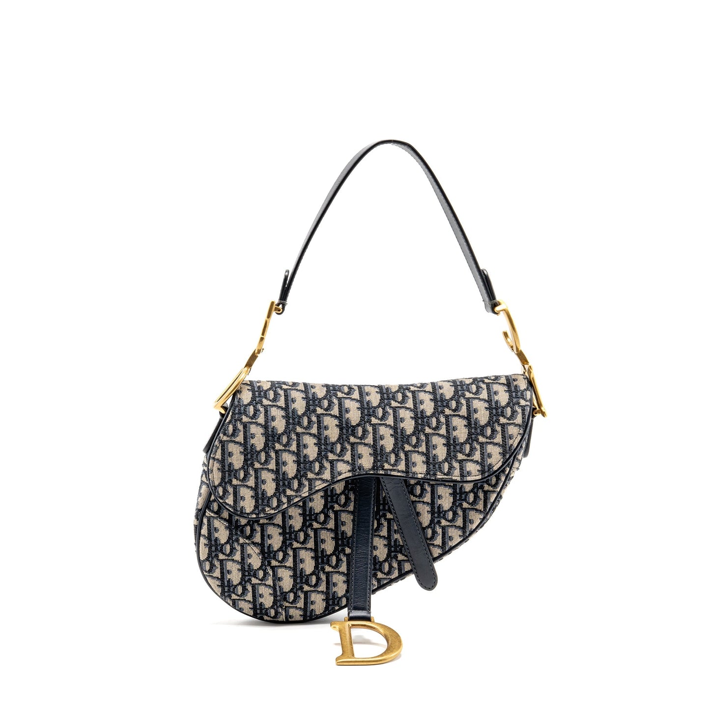 Dior Medium Saddle Purse Blue Oblique Canvas/Calfskin