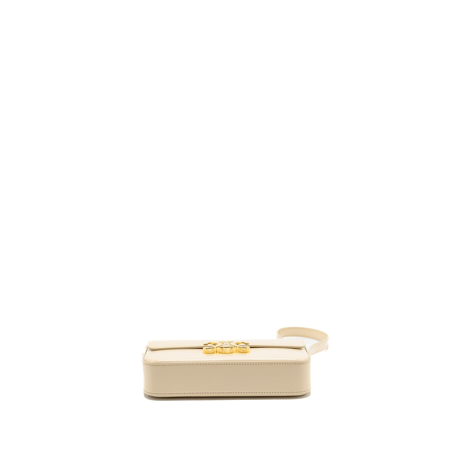 Celine Triomphe Shouder Purse Shiny Calfskin Ivory