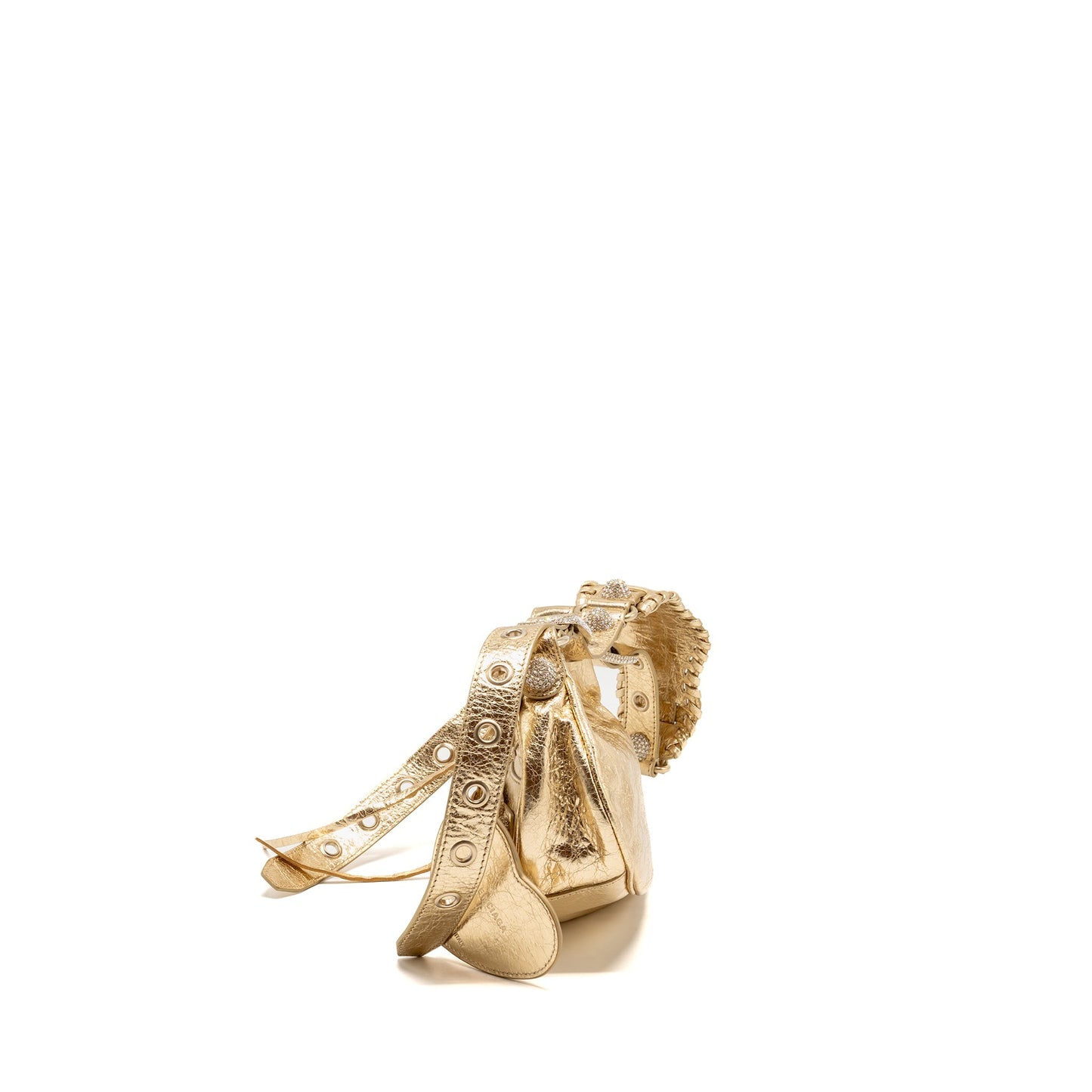 Balenciaga Le Cagole xs Mini Purse Arena Cracked Lambskin Gold
