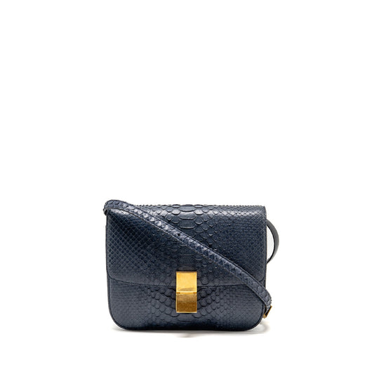 Celine medium classic box Purse python navy