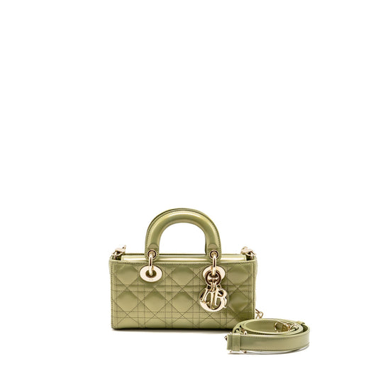 Dior Small Lady D-Joy Purse Cannage Patent Leather Iridescent Green