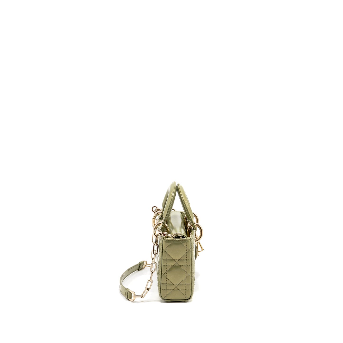 Dior Small Lady D-Joy Purse Cannage Patent Leather Iridescent Green