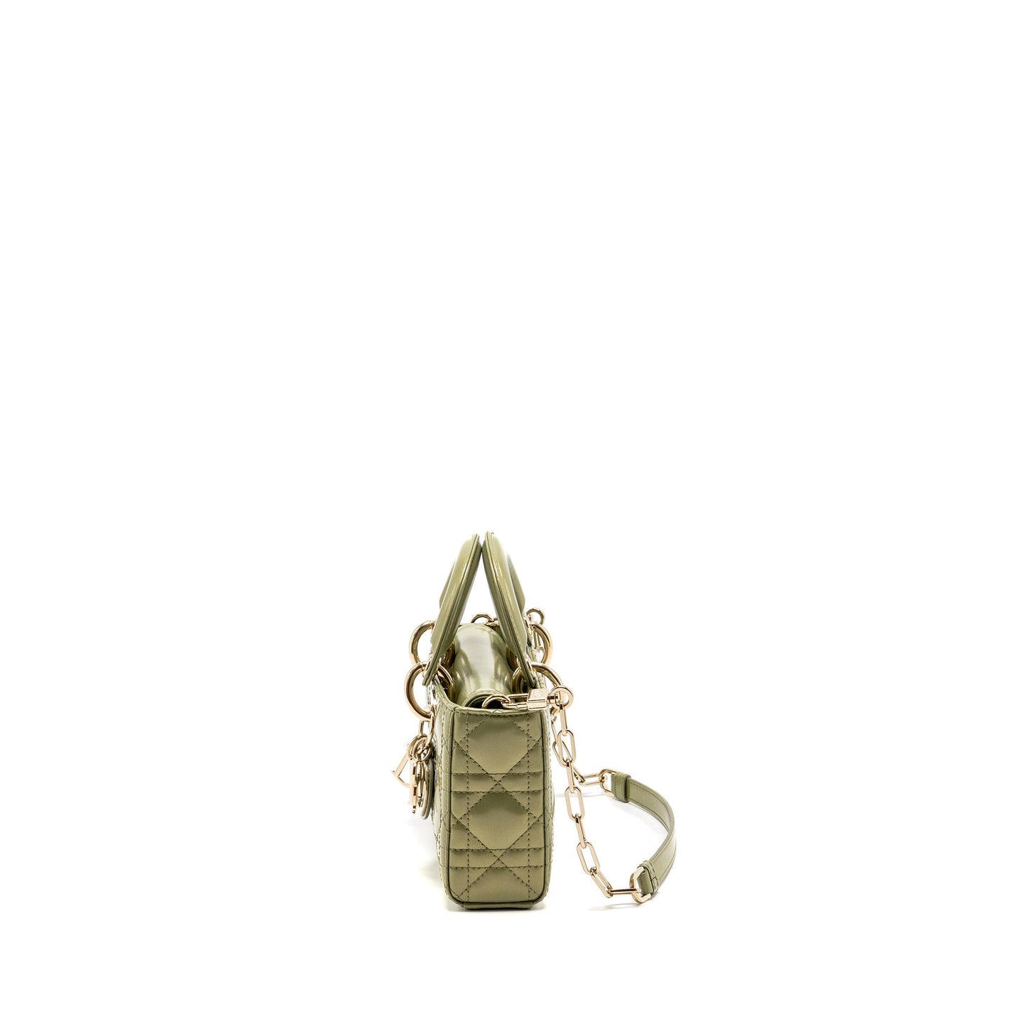 Dior Small Lady D-Joy Purse Cannage Patent Leather Iridescent Green