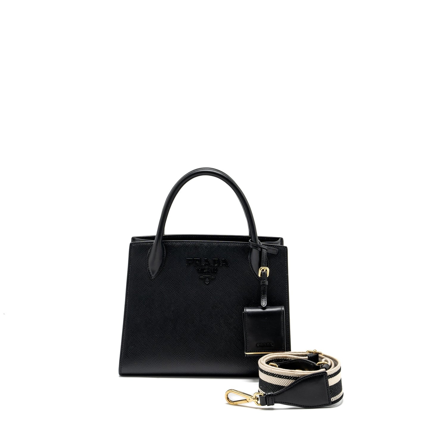 Prada Small Monochrome tote Purse Saffiano calfskin black