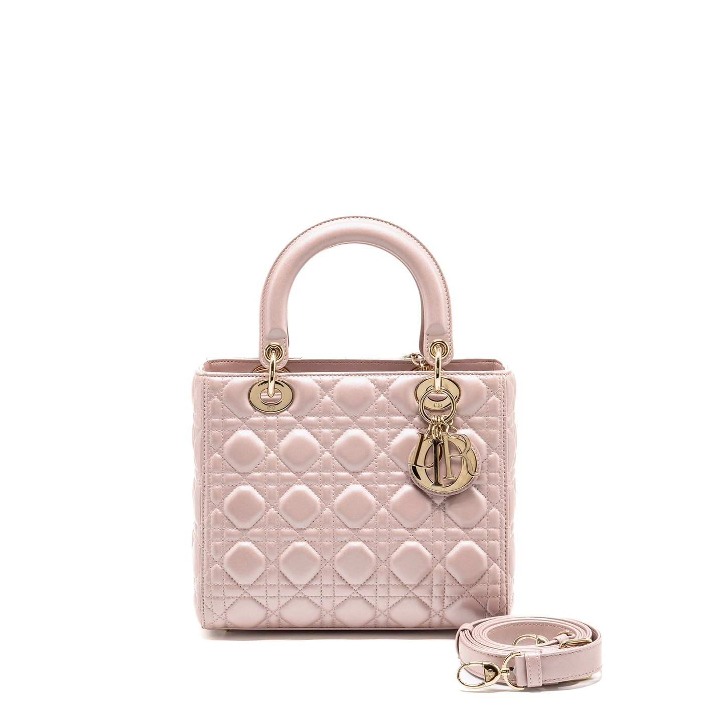 Dior Medium Lady Dior Lambskin Iridescent Pink