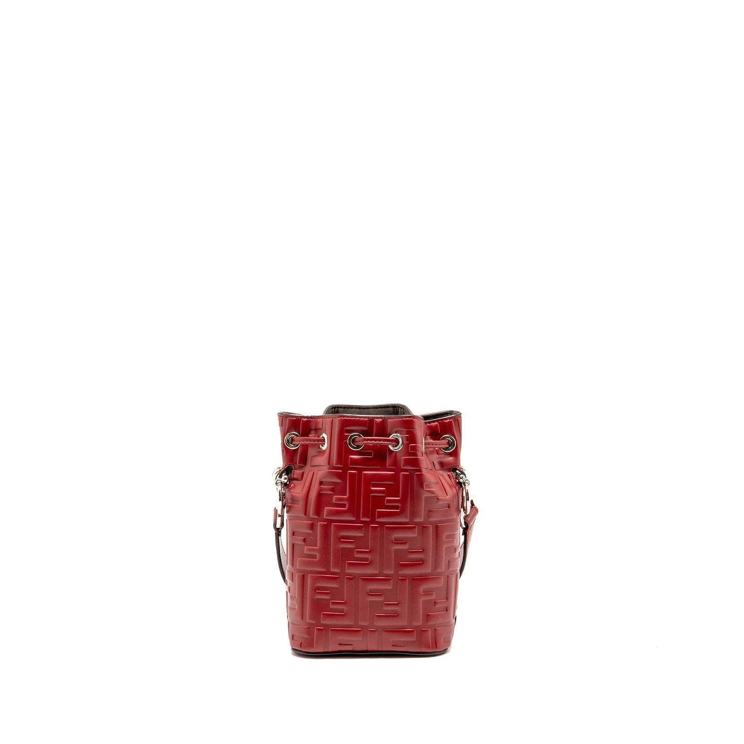 Fendi Mon Tresor Mini Bucket Purse Leather Red