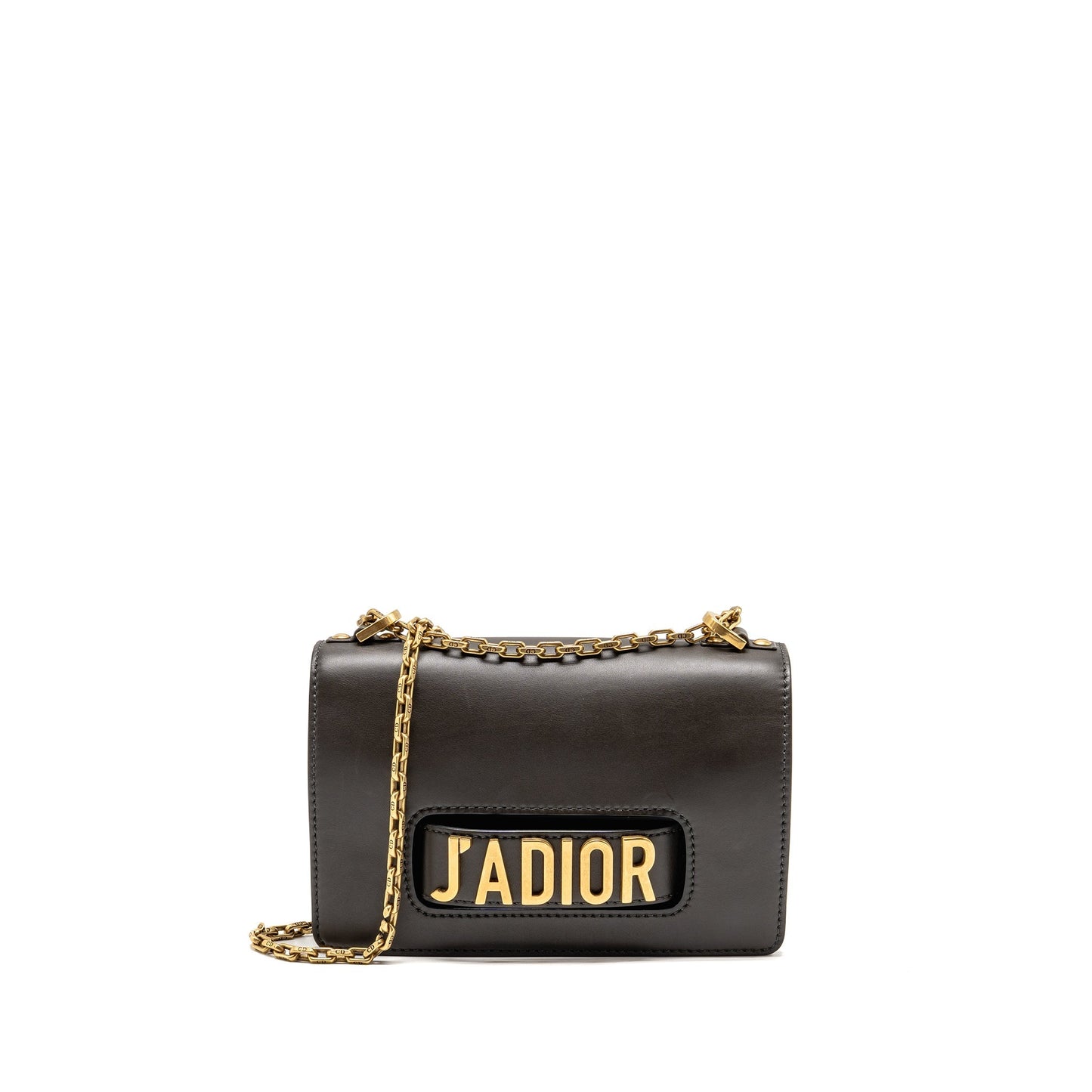 Dior J’Adior Flap Purse with Chain Calfskin Dark brown