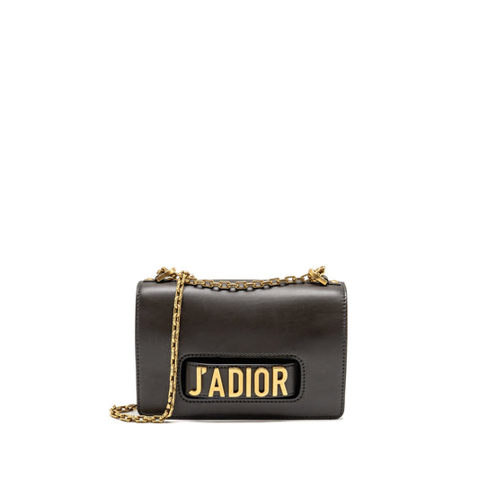 Dior J’Adior Flap Purse with Chain Calfskin Dark brown
