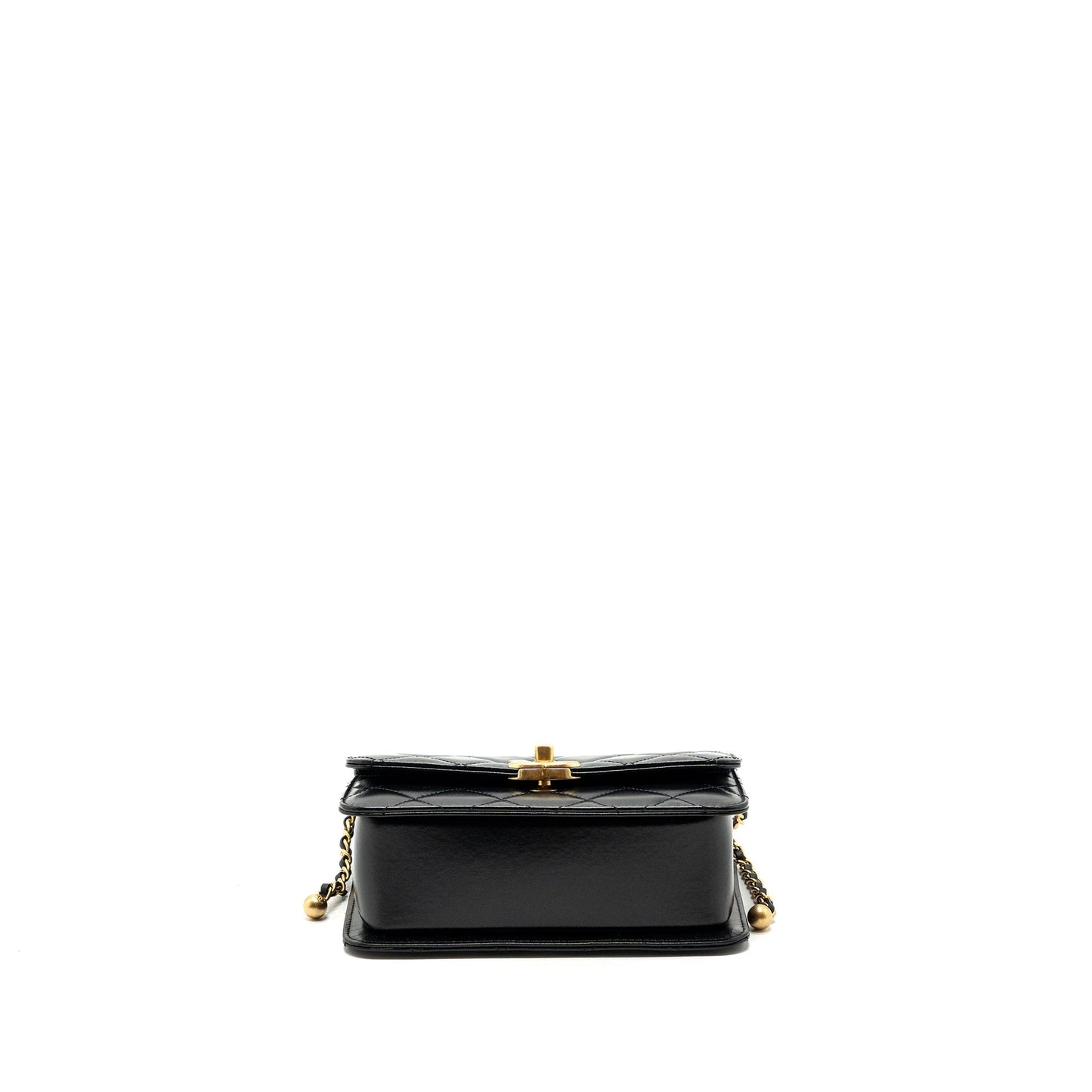 Chanel 24c Gold Crush Mini Flap Bag Calfskin Black  (Microchip)