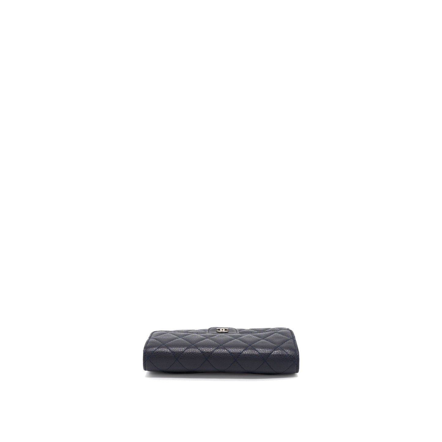 Chanel Classic Quilted Flap Long Wallet Caviar Dark Blue