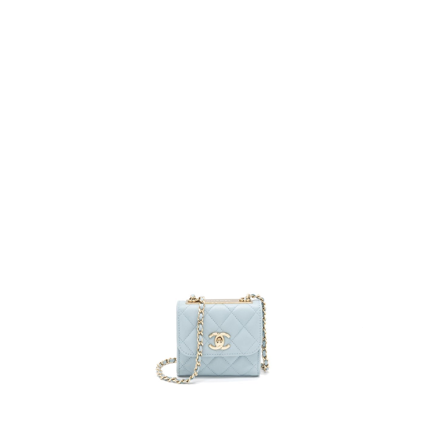 Chanel Mini Trendy CC Chain Wallet Lambskin Light Blue L (Microchip)