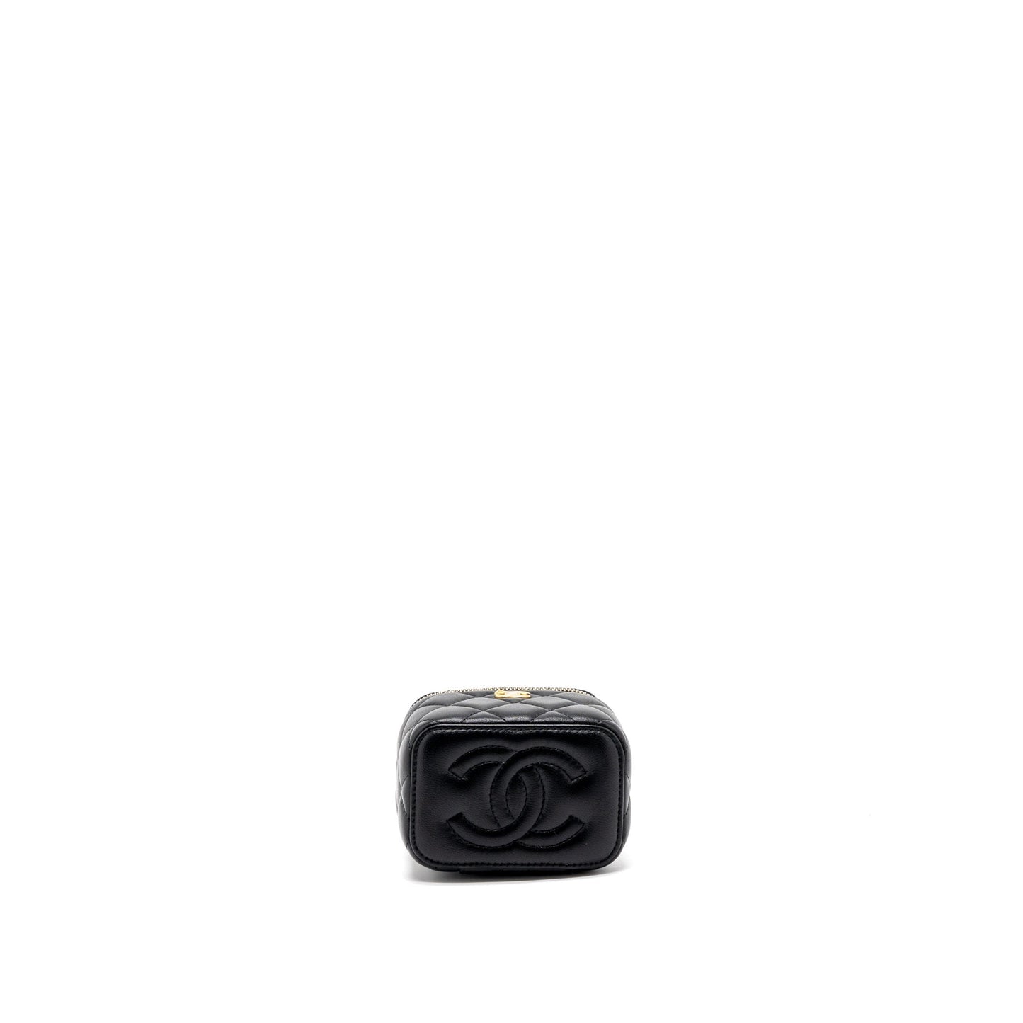 Chanel Pearl Crush Mini Vanity with Chain Lambskin Black Brushed  (Microchip)